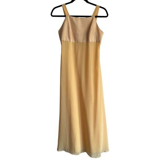 Adrianna Papell Boutique Evening Butter Yellow Satin Top Tank Dress, Size 4P - Picture 1 of 5